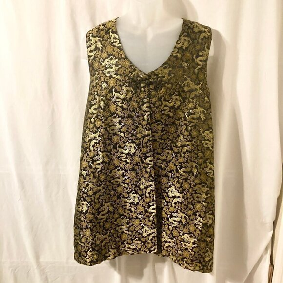 The Planet M Elegant Chinese Vest with Golden Dragon Embroidery - Picture 3 of 9